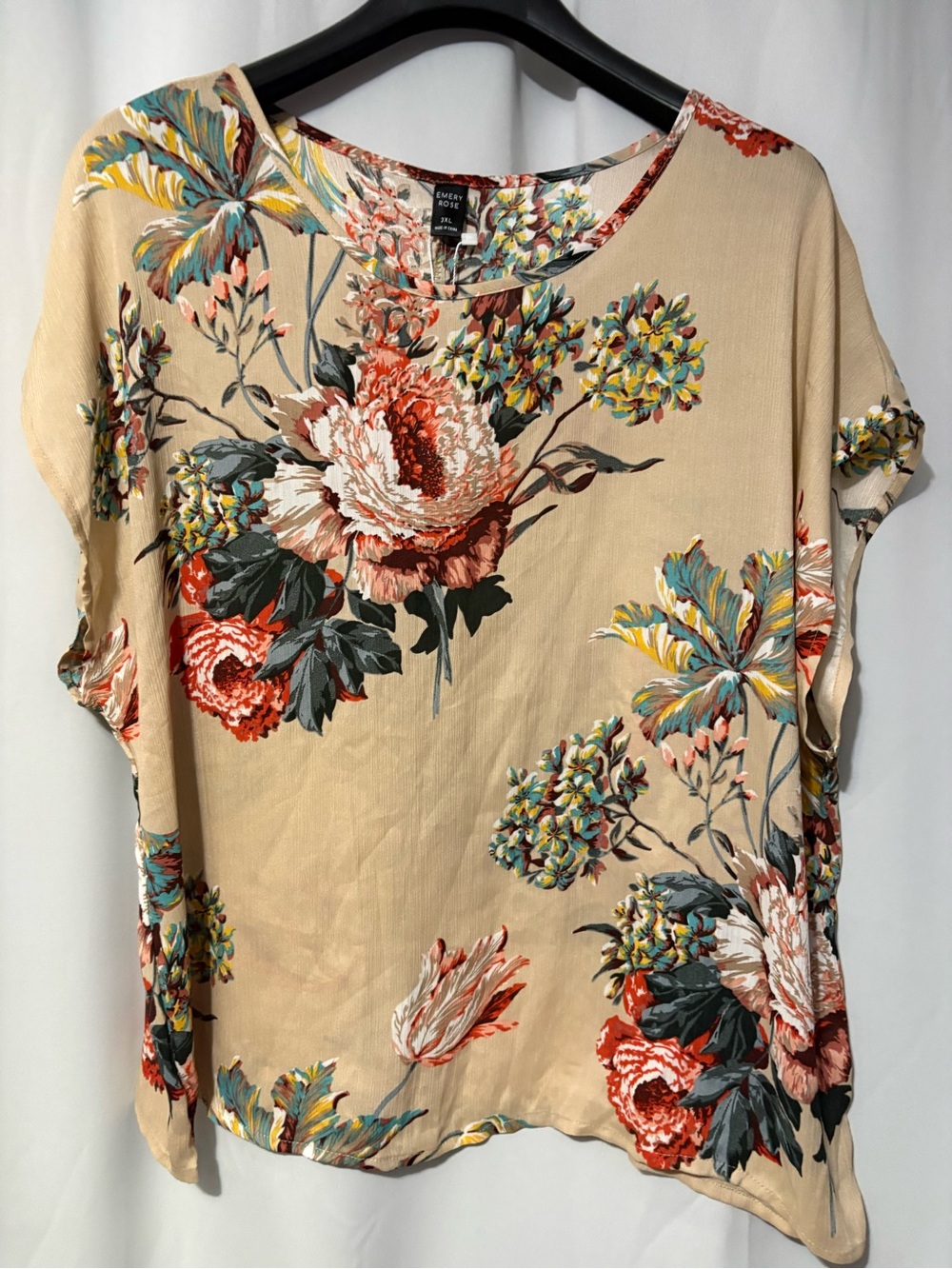 Women’s Beige Floral Short-Sleeve Blouse by George